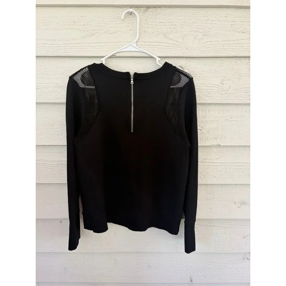 Banana Republic Black Long Sleeve Top Mesh Shoulder Detail Size M - Picture 4 of 4
